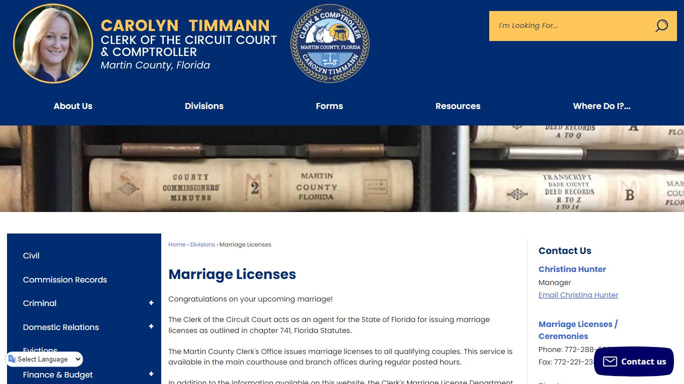 Marriage Licenses | Martin County Clerk