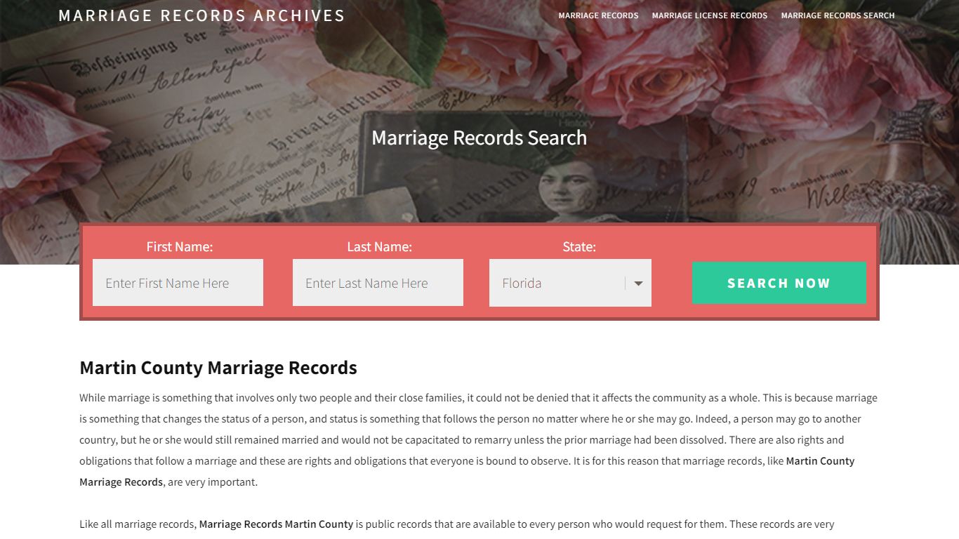 Martin County Marriage Records | Enter Name and Search | 14 Days Free