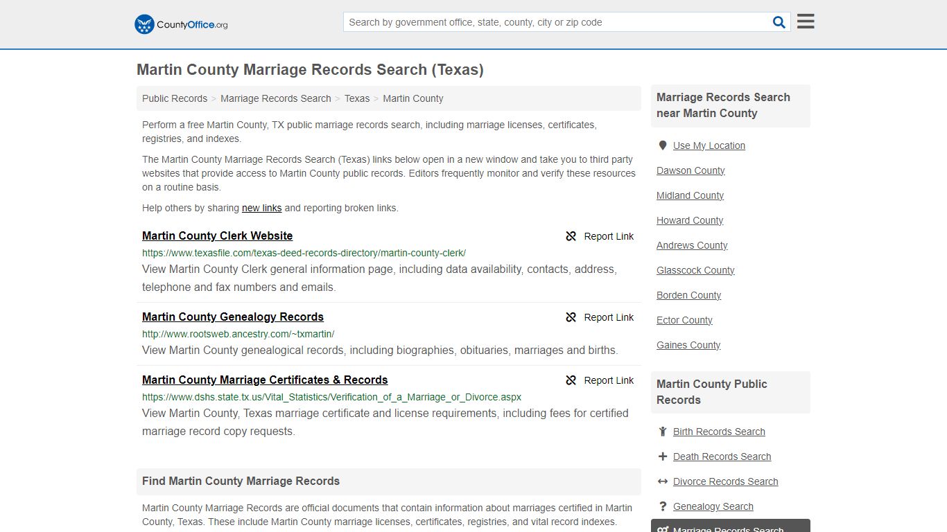Marriage Records Search - Martin County, TX (Marriage Licenses ...