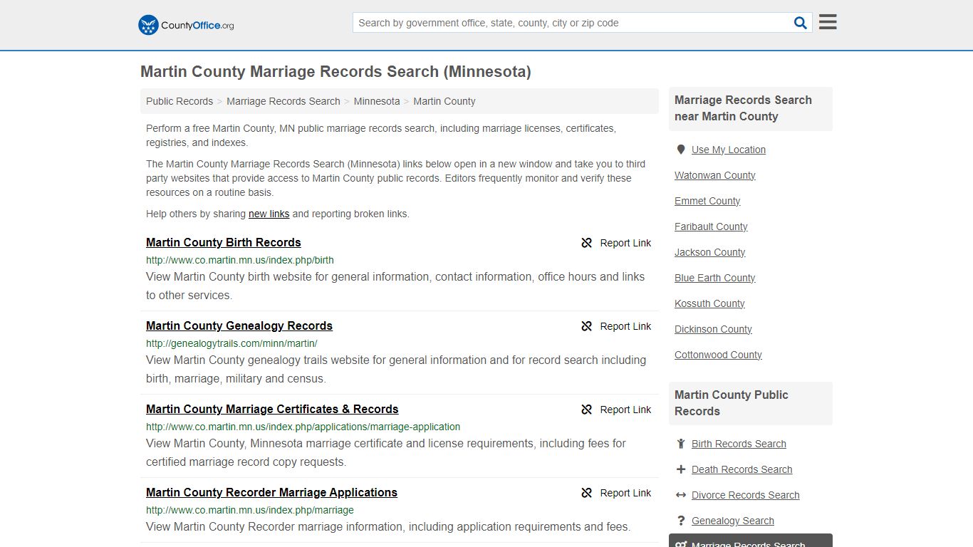 Martin County Marriage Records Search (Minnesota) - County Office